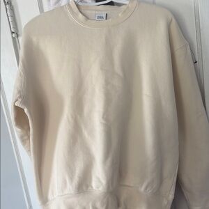 Zara Men's Cream Crewneck Sweater